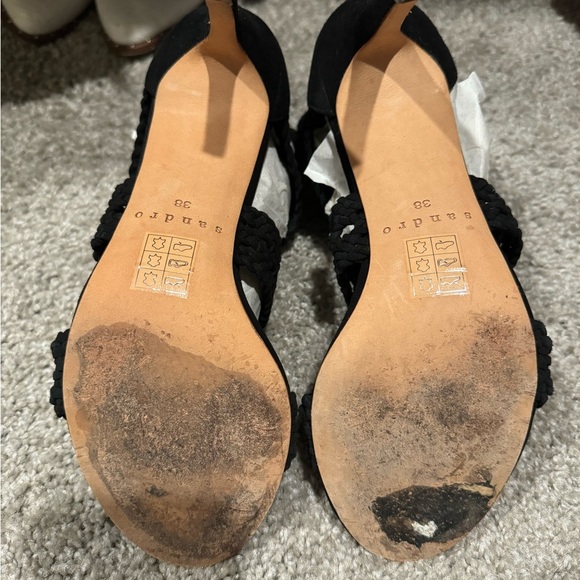 Sandro agate braided leather suede stiletto heels - Picture 9 of 9